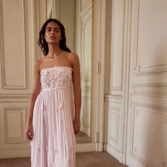 NEW Free People Rosa Maxi Dress Peach Flowers Sz M - Picture 14 of 15